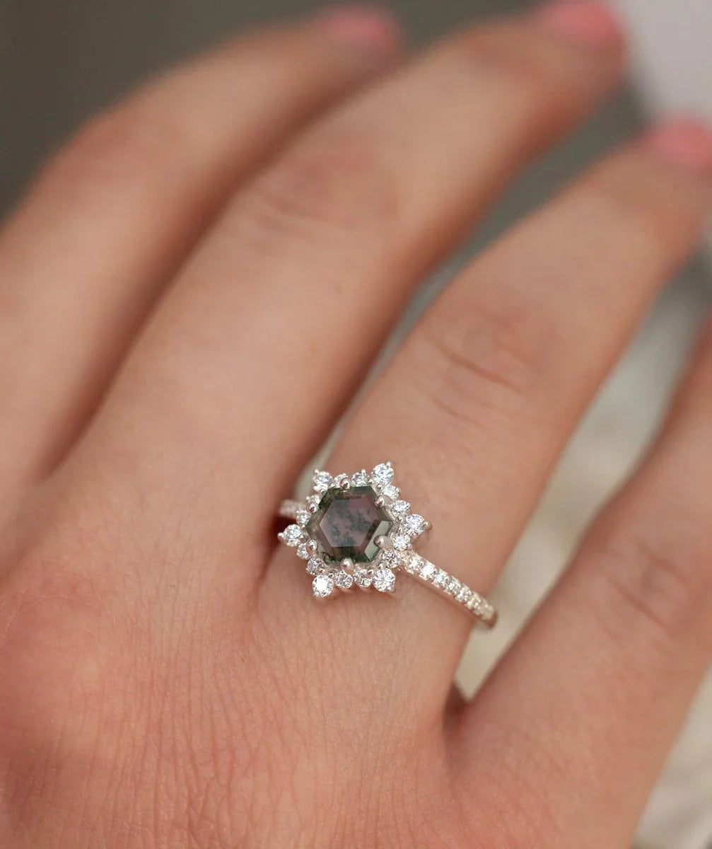 Unique Moss Agate Ring