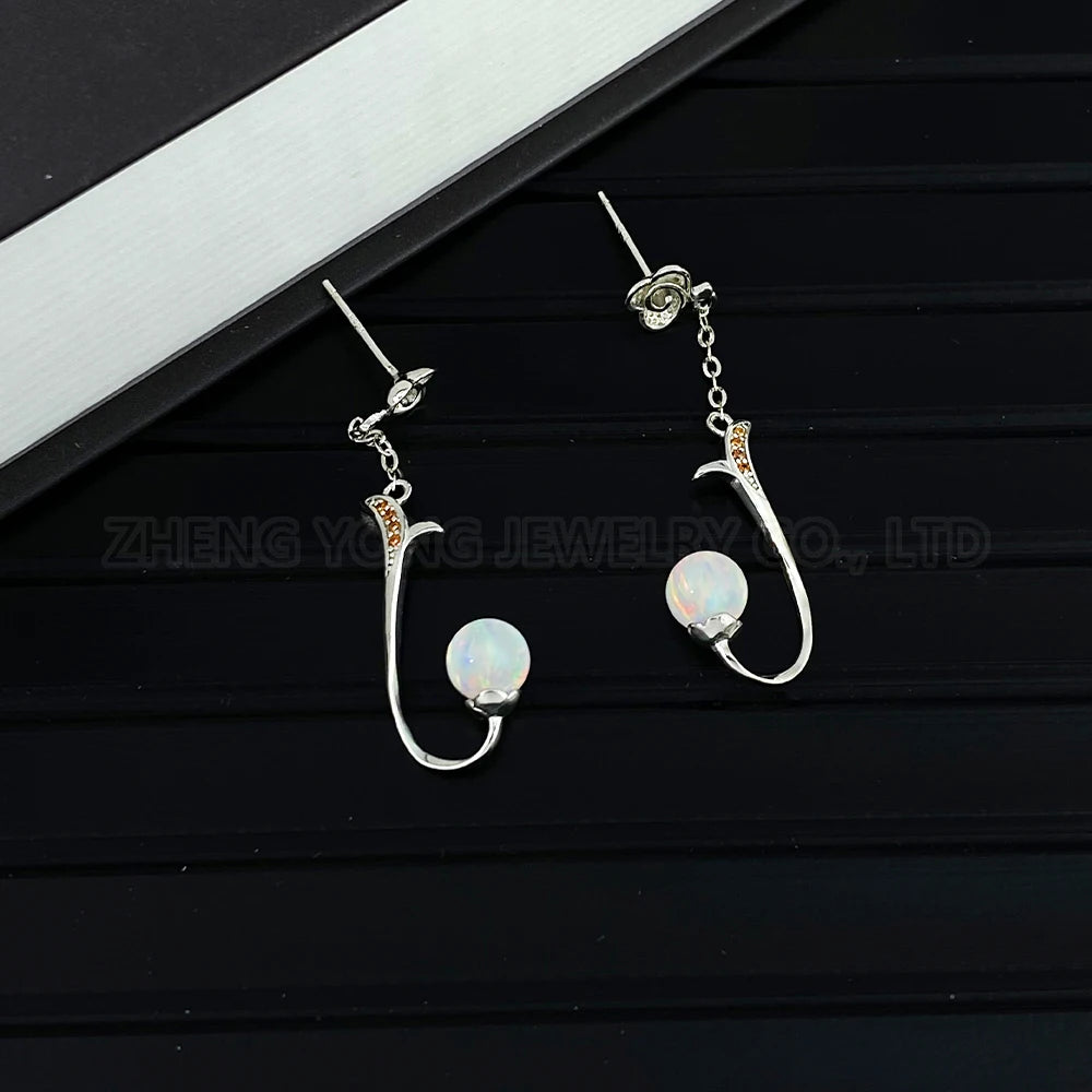 Opal Sterling Silver Earrings