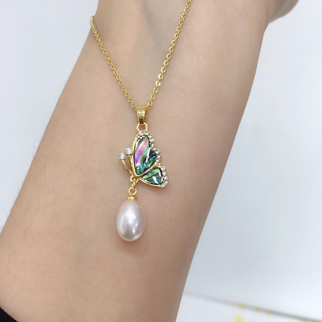 Freshwater Pearl Pendant With Abalone