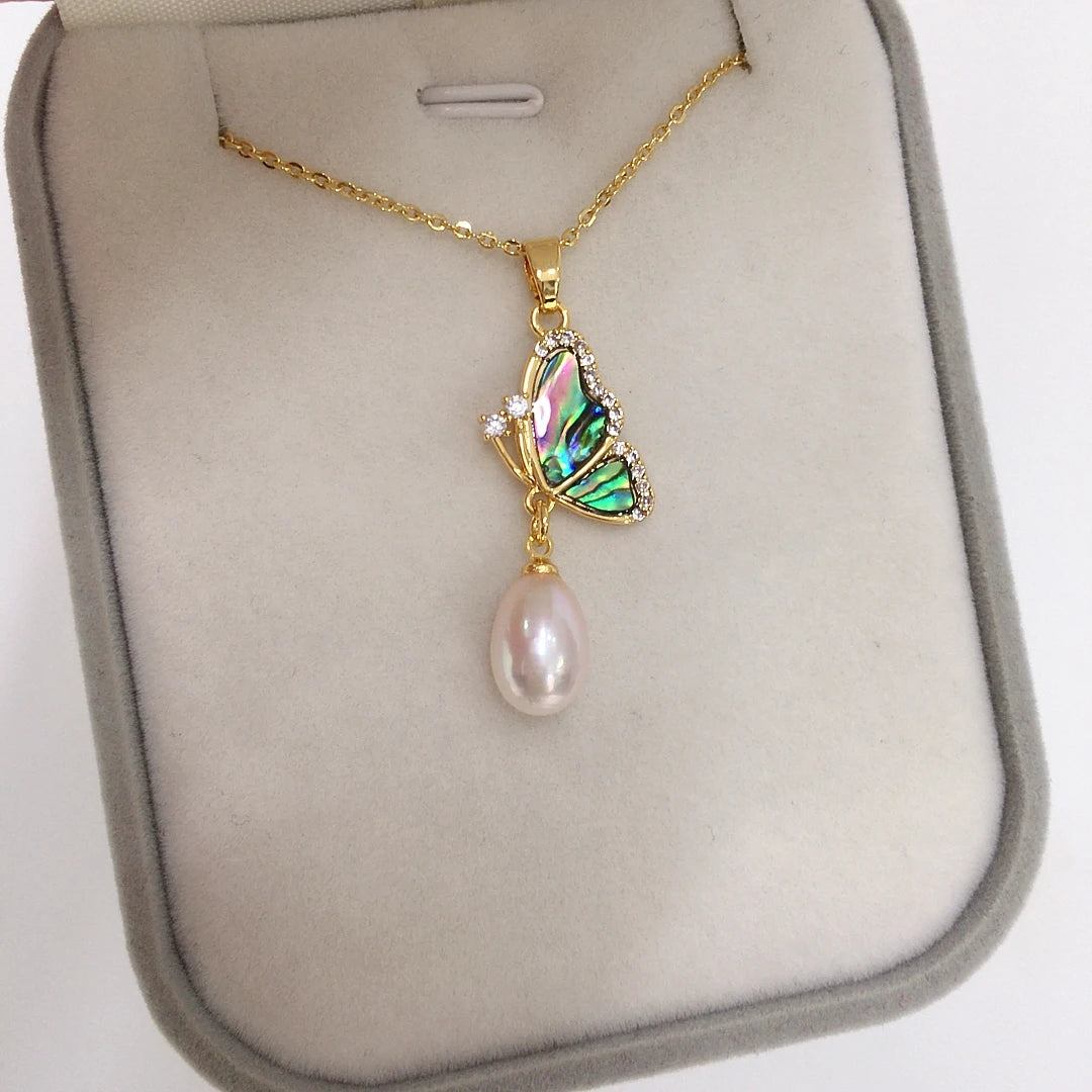 Freshwater Pearl Pendant With Abalone