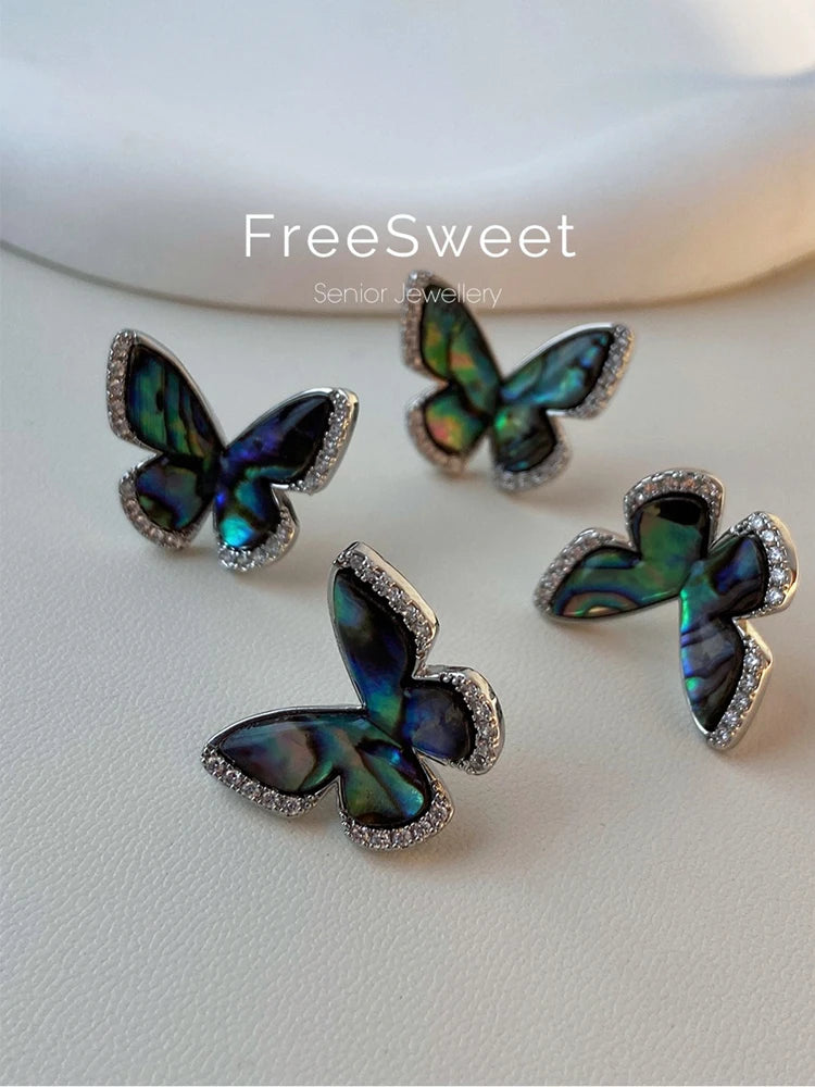 Natural Abalone Shell Butterfly Stud Earrings