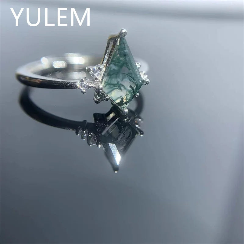 Natural Kite Moss Agate Ring