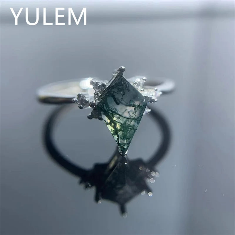 Natural Kite Moss Agate Ring