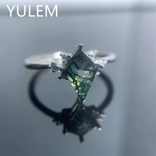 Natural Kite Moss Agate Ring