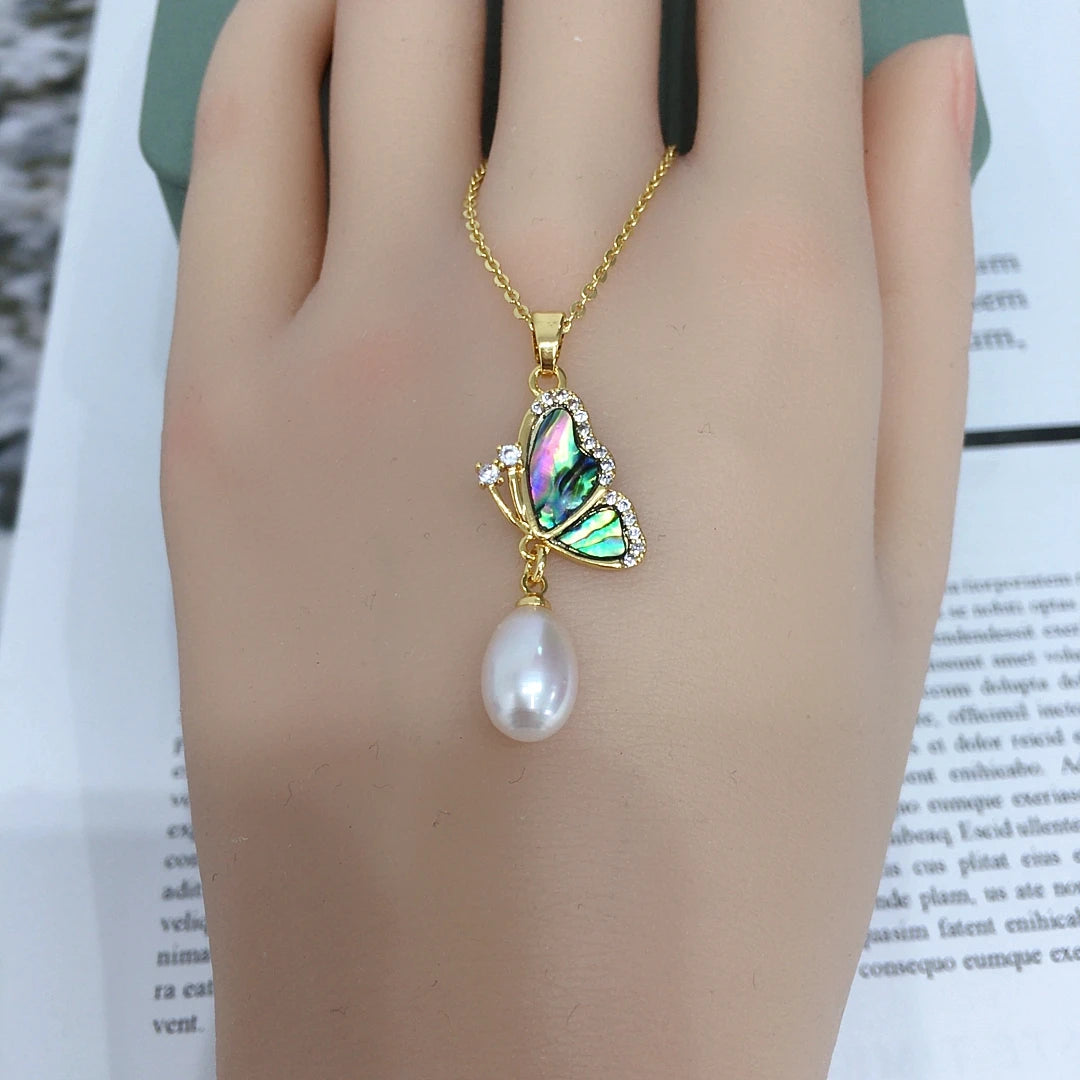 Freshwater Pearl Pendant With Abalone