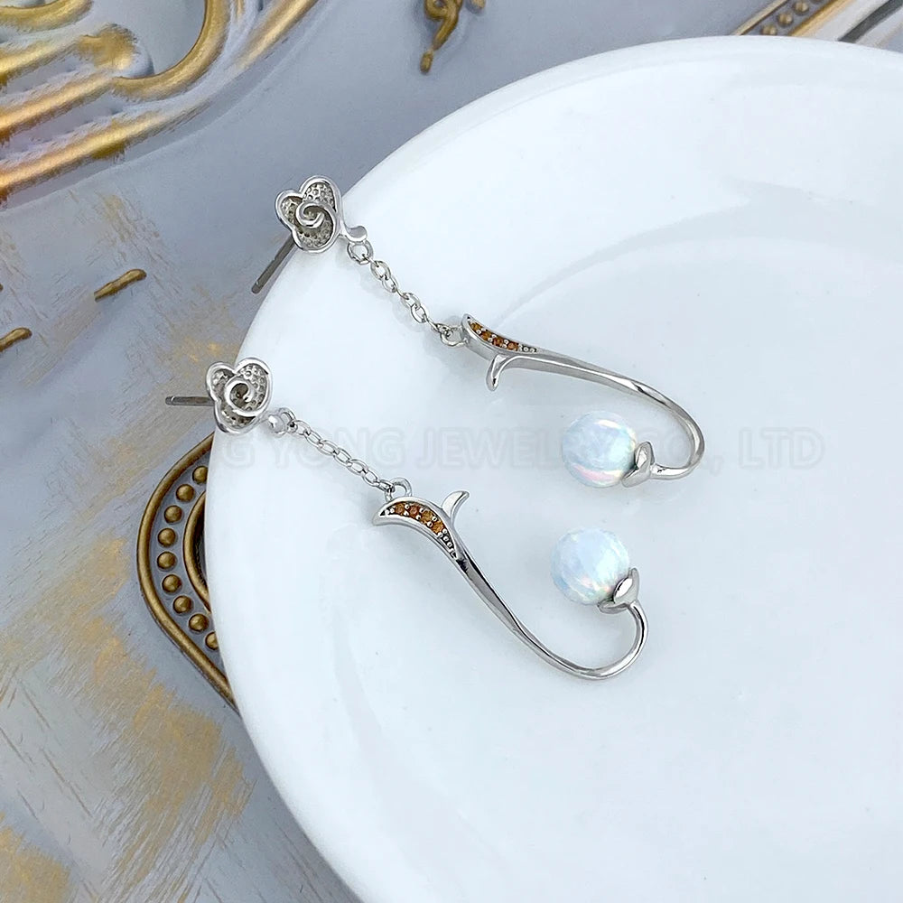 Opal Sterling Silver Earrings