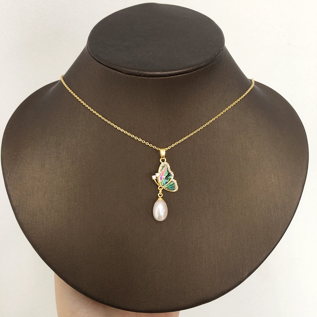 Freshwater Pearl Pendant With Abalone