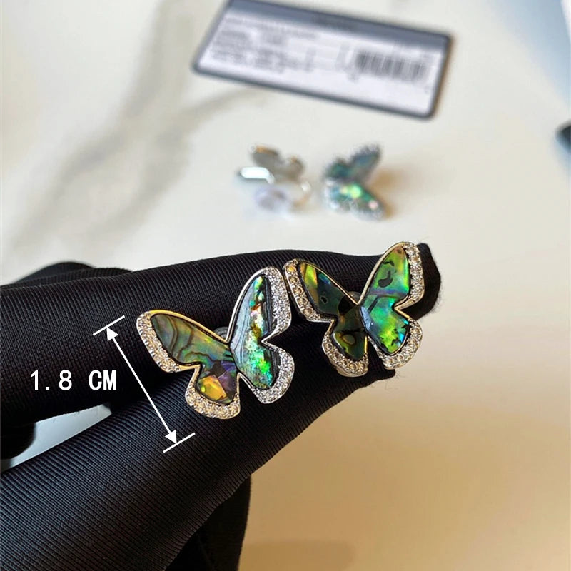 Natural Abalone Shell Butterfly Stud Earrings