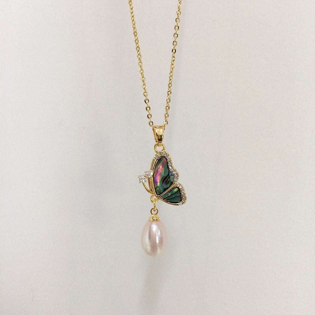 Freshwater Pearl Pendant With Abalone