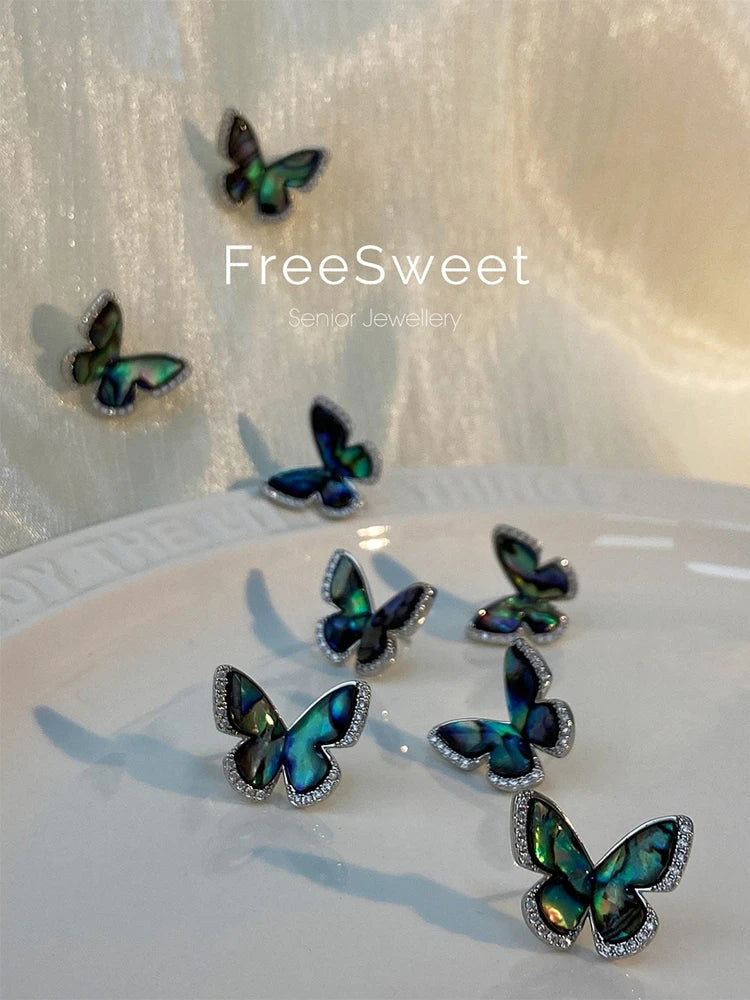 Natural Abalone Shell Butterfly Stud Earrings